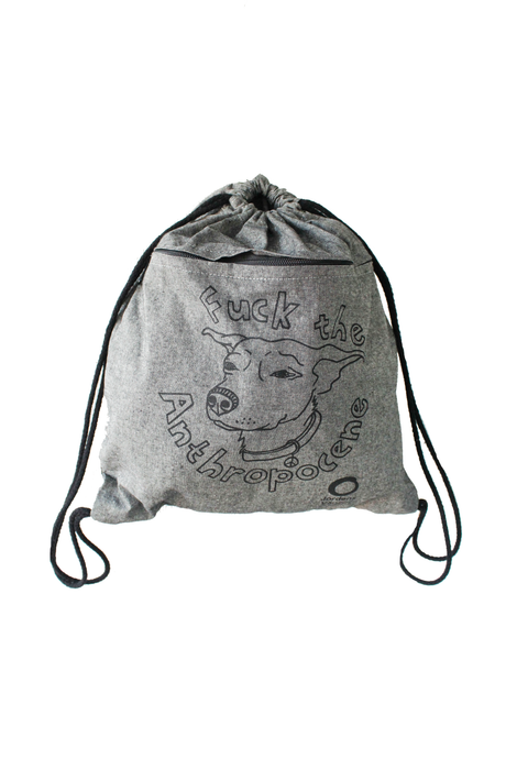 Gympapåse i återvunnen bomull, Fuck the Anthropocene, SVART